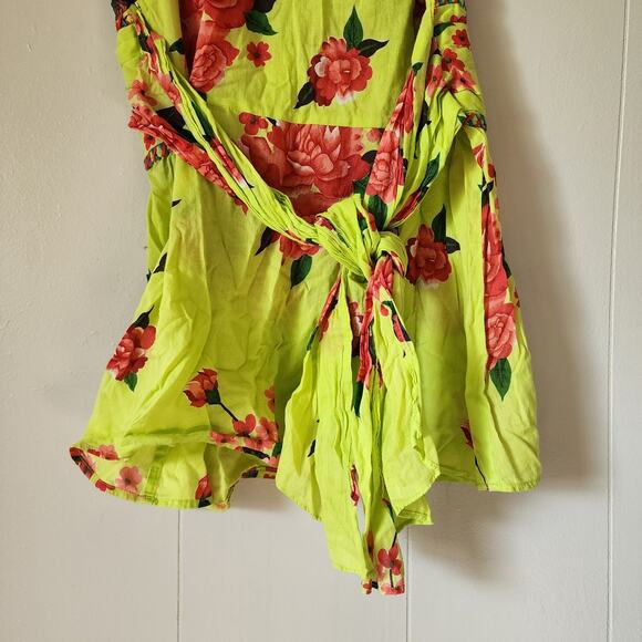 Free People Boho Fairy Grunge Blouse Floral Lace 10 Green - Picture 9 of 11